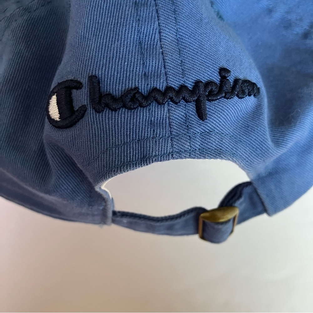 Champion Blue Baseball Hat 100% Cotton Adjustable Back Embroidered Logo Cap - Picture 10 of 10